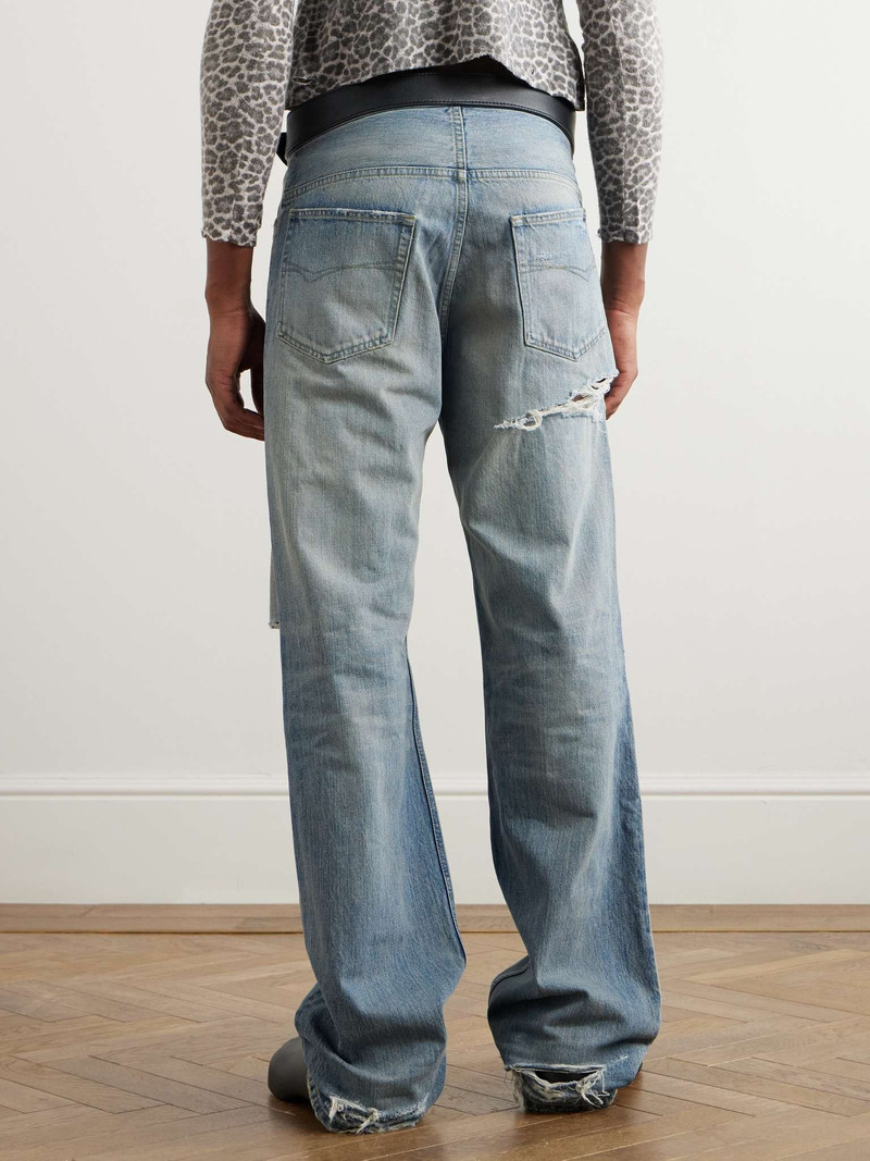 Straight-Leg Belted Distressed Selvedge Jeans 5