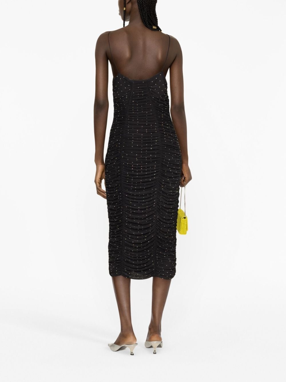 crystal-embellishment ruched dress - 3