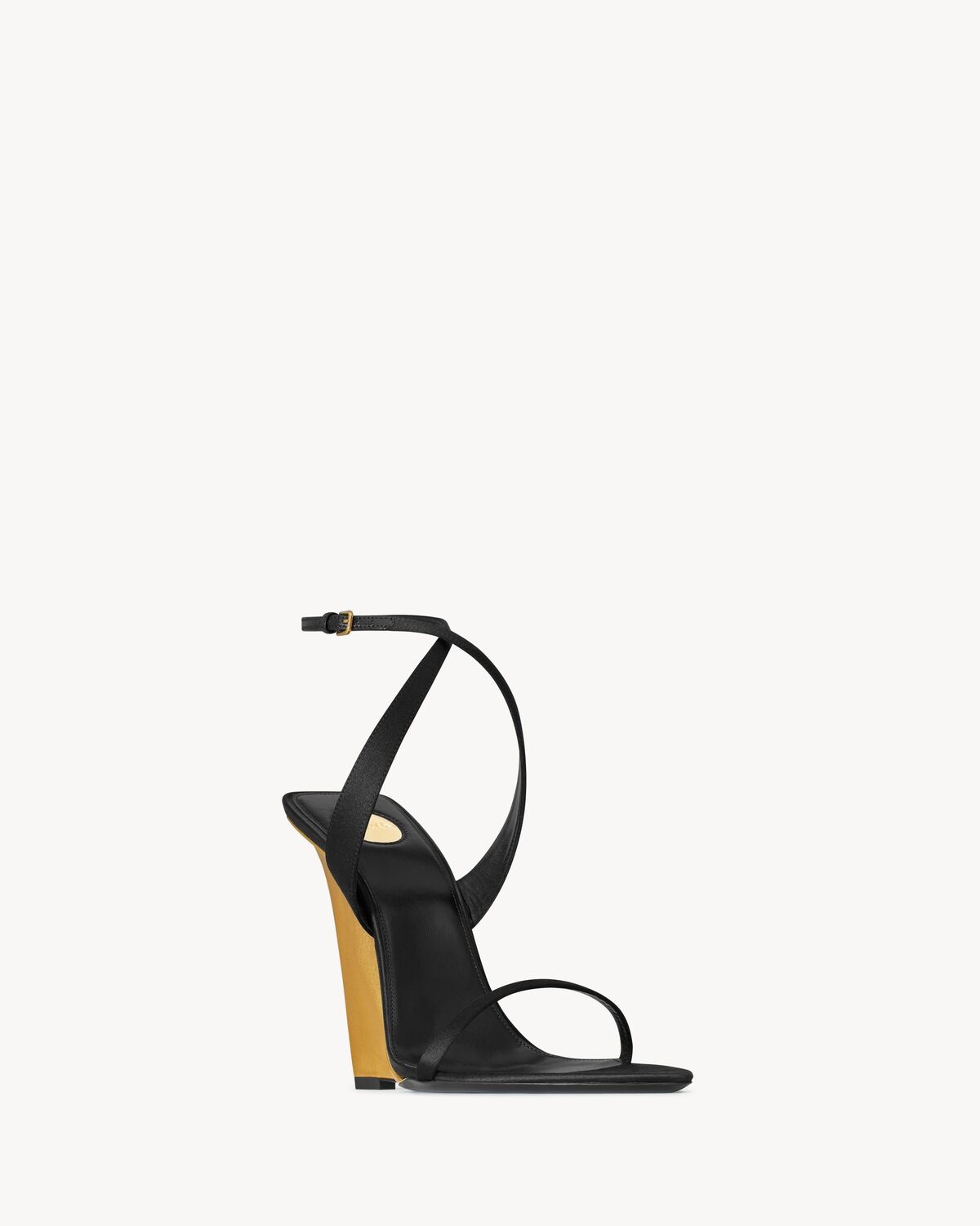 SALOMÉ WEDGES IN SATIN CREPE AND METALLIC LEATHER - 3