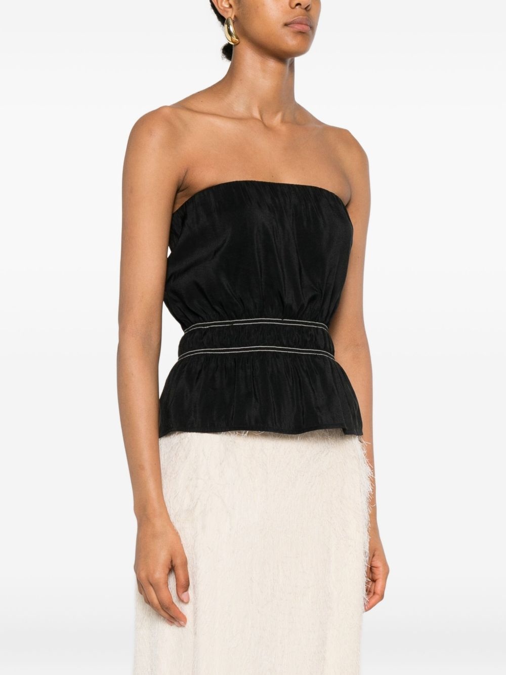 smocked-detail bandeau top - 3