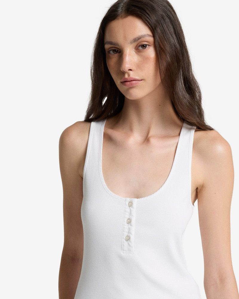 Ribbed Henley Tank in Optical White 4