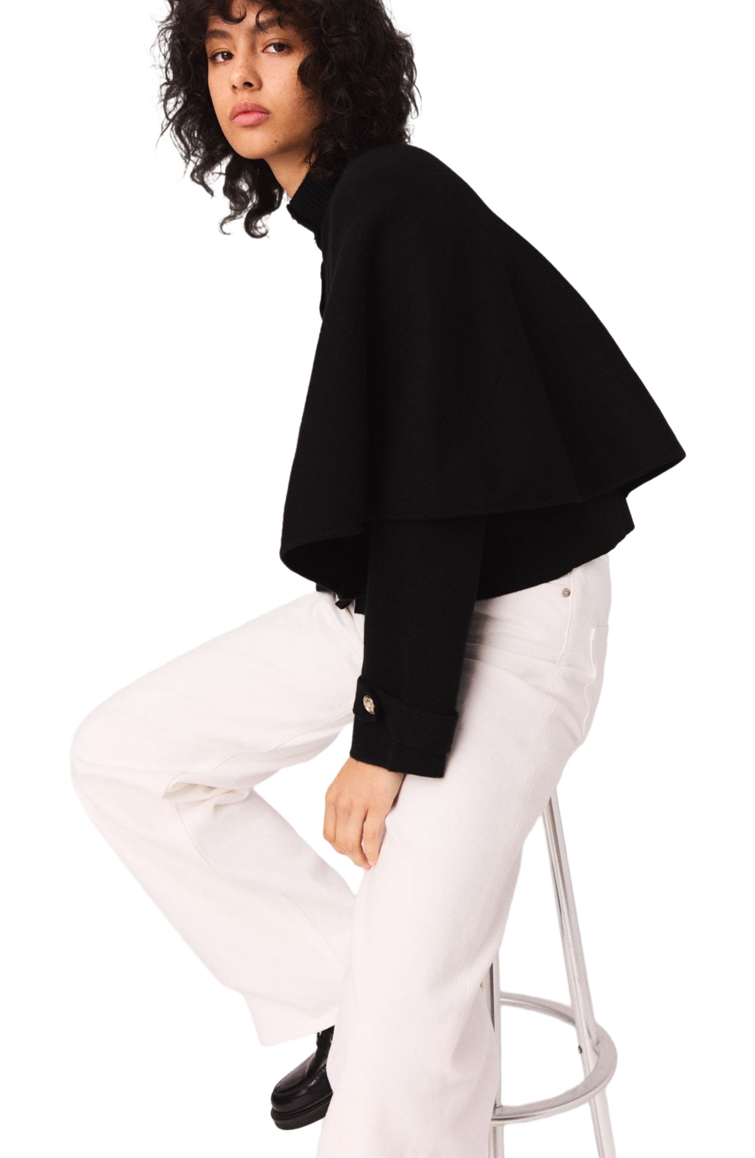 maje Cape-effect cardigan in Black at Nordstrom - 3
