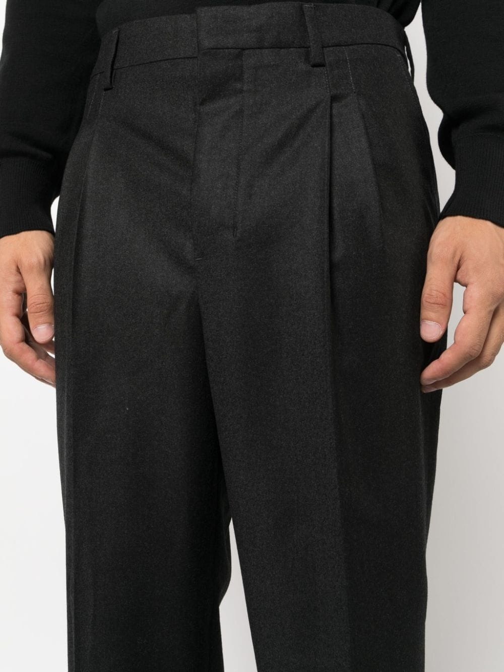 pleated virgin wool tapered trousers - 5