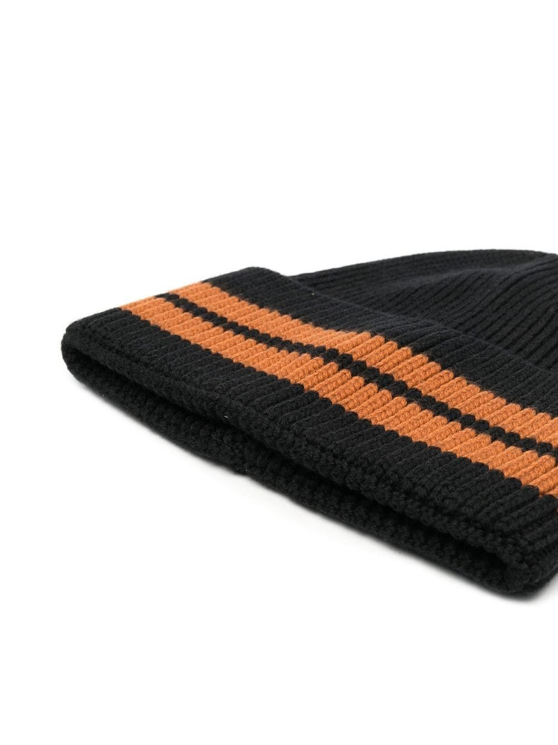 ZEGNA striped turn-up wool beanie outlook