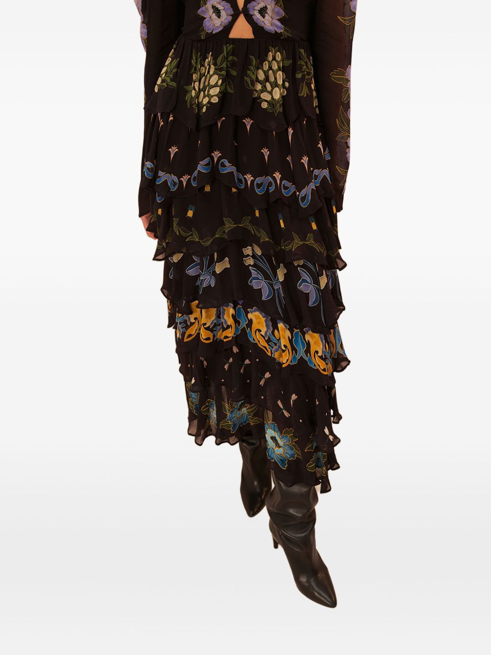 floral-print ruffled dress - 4