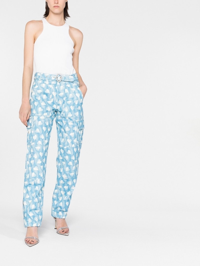 heart-print cargo trousers - 2