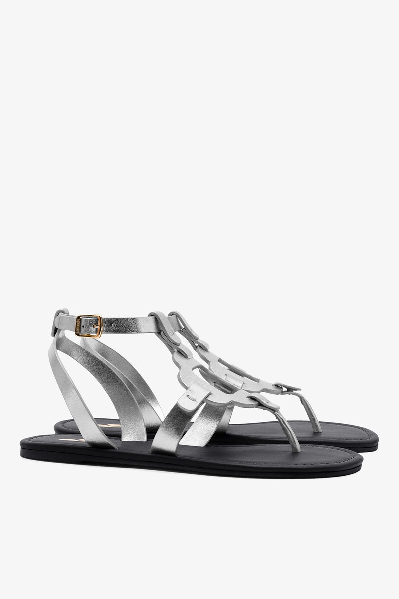 Margherita Sandal In Metallic Silver Leather 3