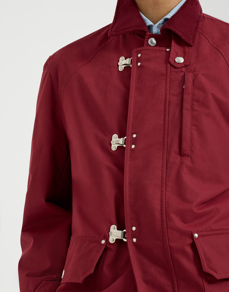 Water-resistant techno cotton gabardine outerwear jacket with hook fastening 4