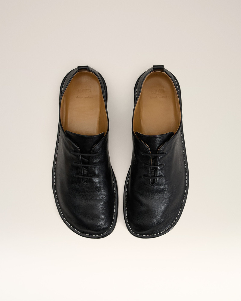 BLACK LEATHER ONE CUT SHOES 5