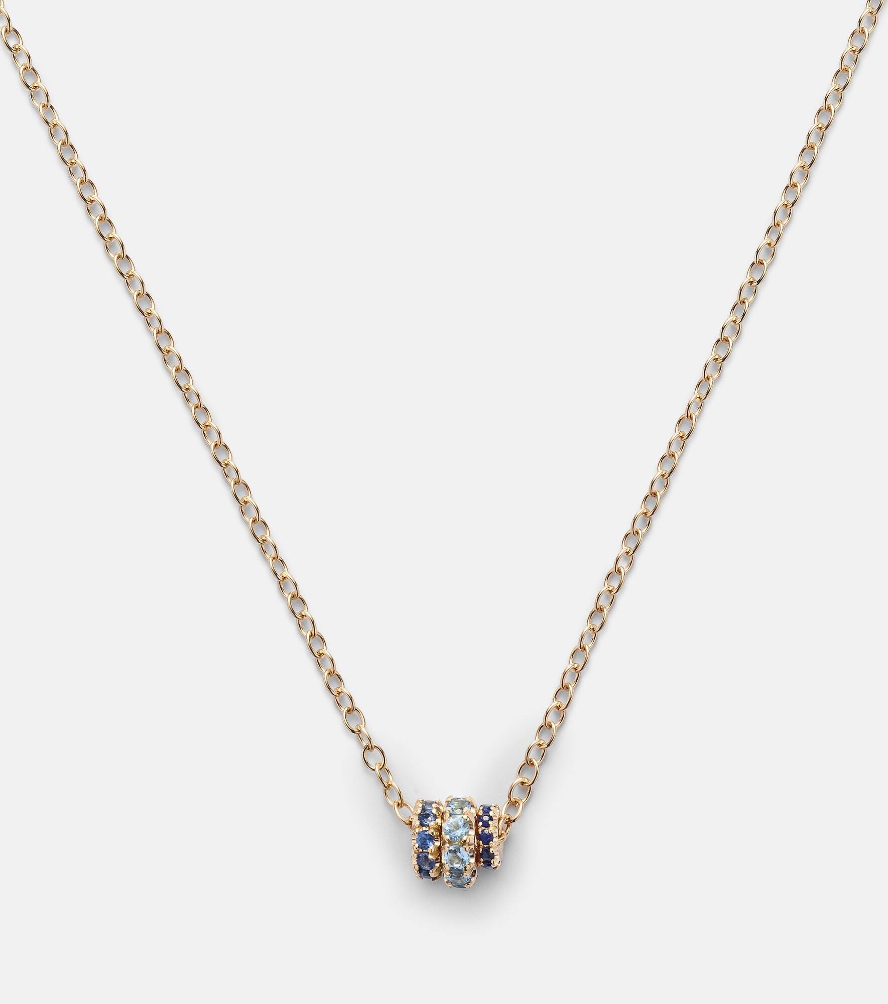 Vesta 18kt gold necklace with sapphires and aquamarine - 4