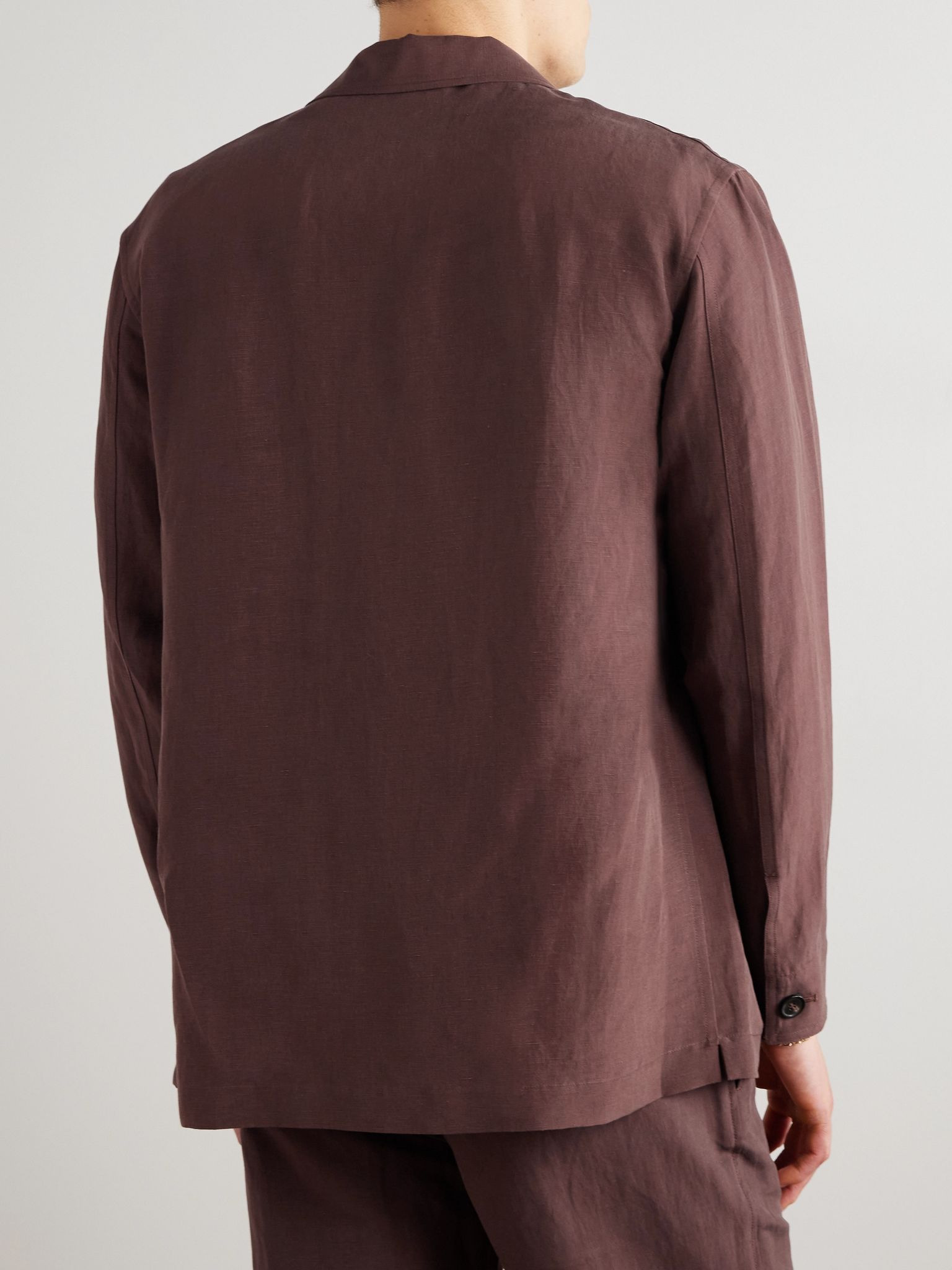 Joele Linen and Silk-Blend Overshirt Brown - 4