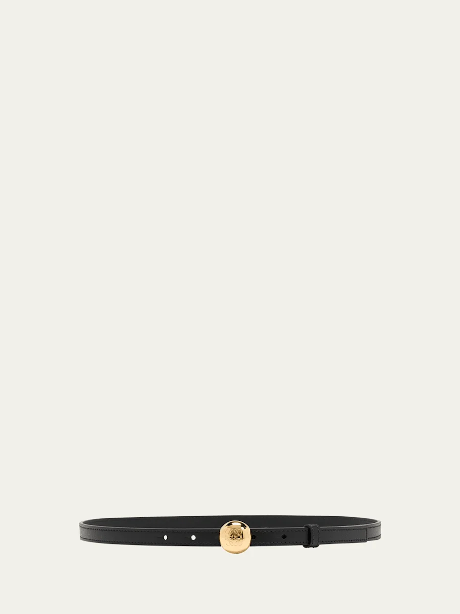 Smooth Leather Skinny Belt - 1