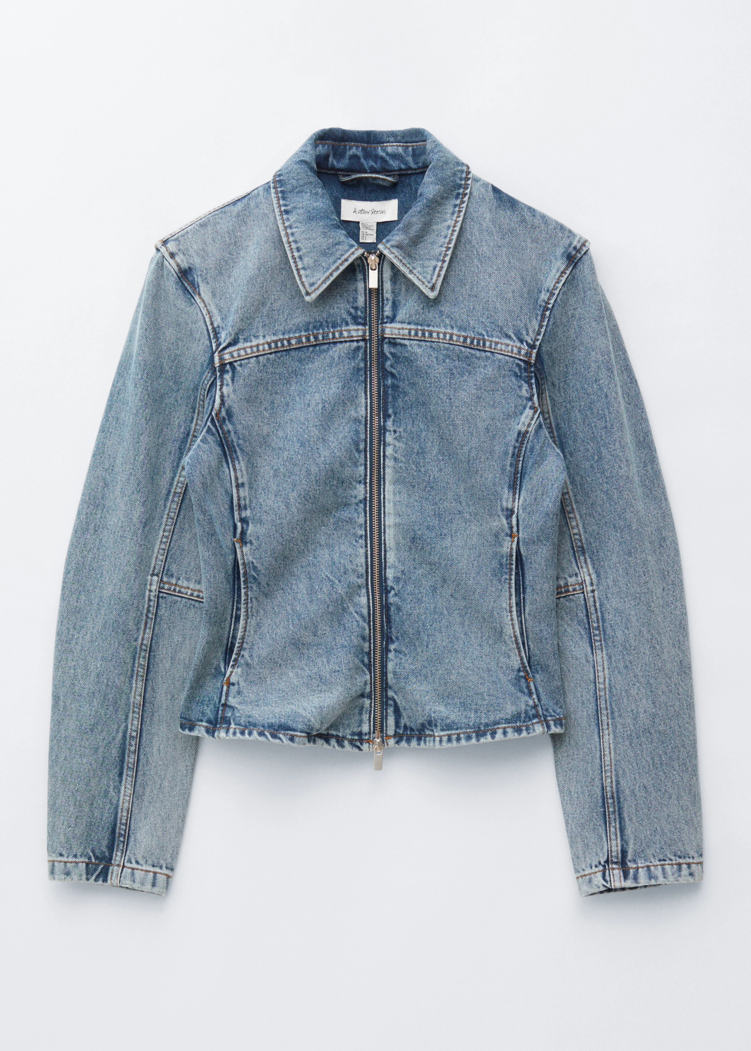 Fitted Zip-Up Denim Jacket - 1