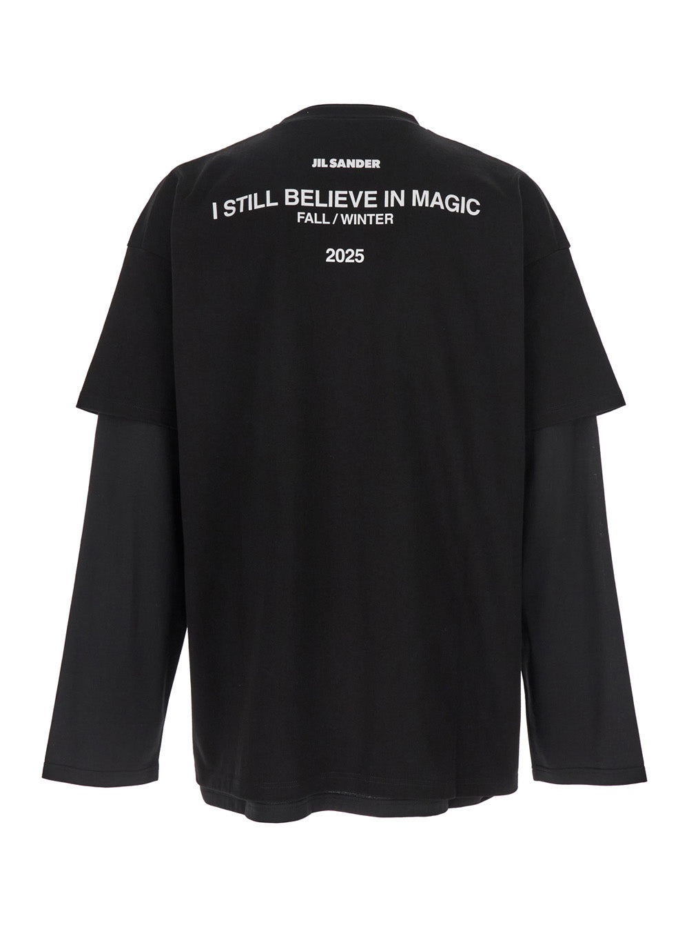Jil Sander Men Black Crewneck T-Shirt With Logo Lettering On The Rear And Layered Design In Cotton M - 2