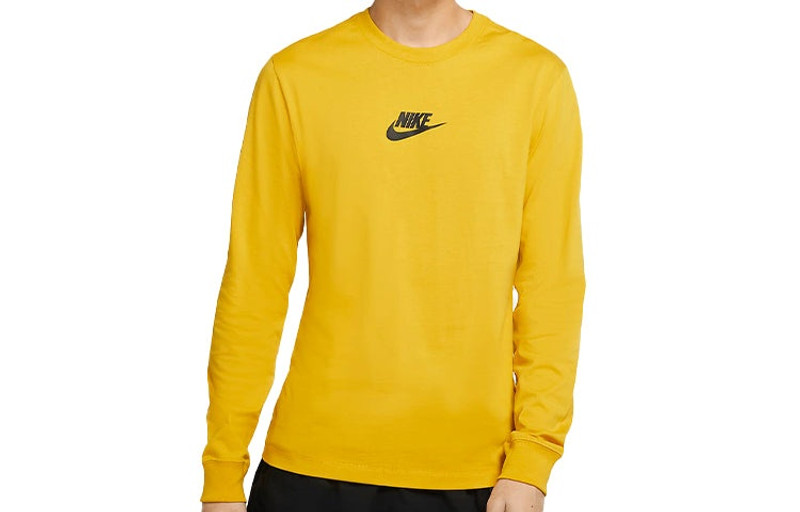 Nike Alphabet Printing Round Neck Long Sleeves T-shirt Yellow CU7391-743 - 1