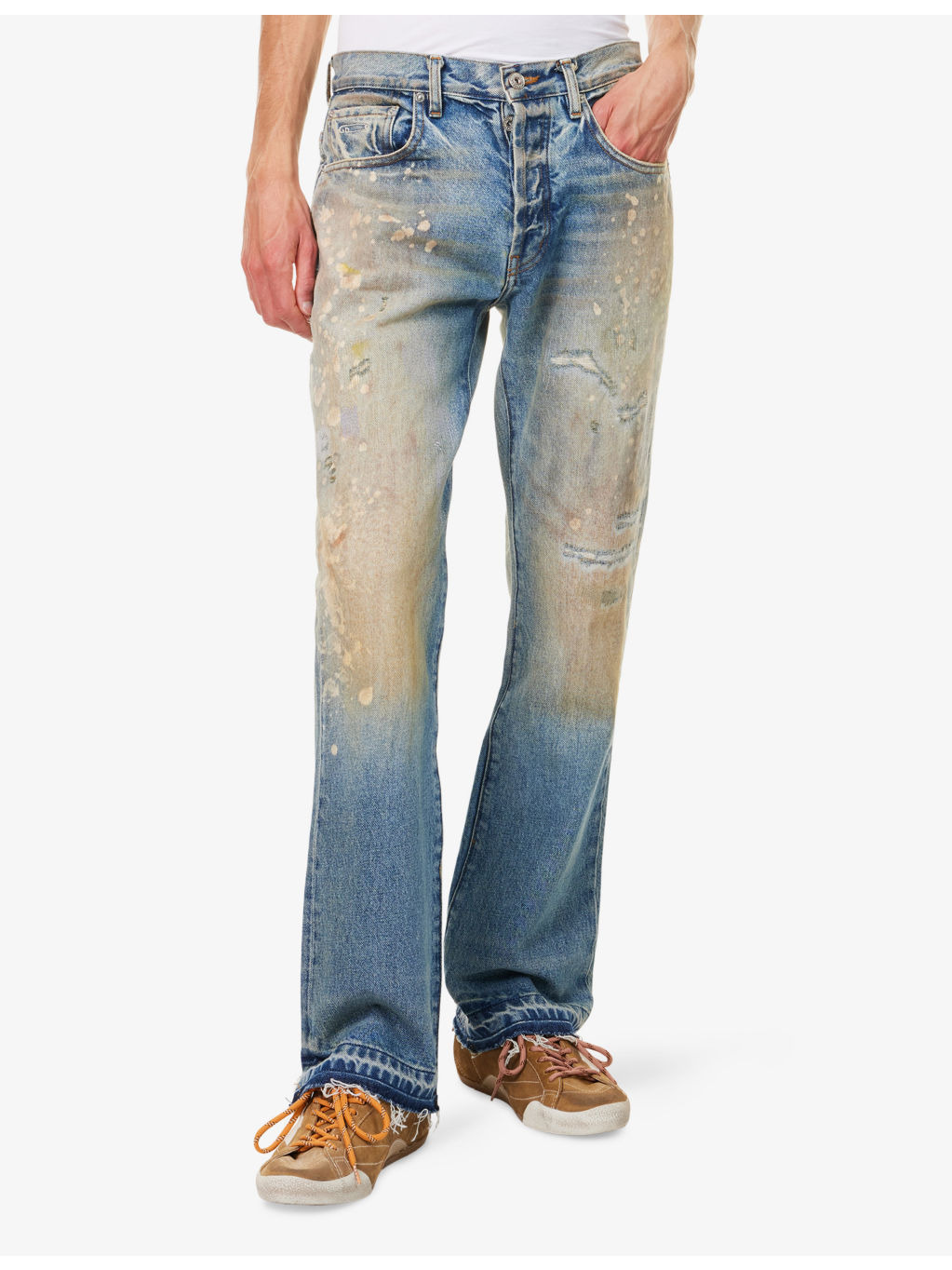 Greased Bleached Denim Jeans - 3