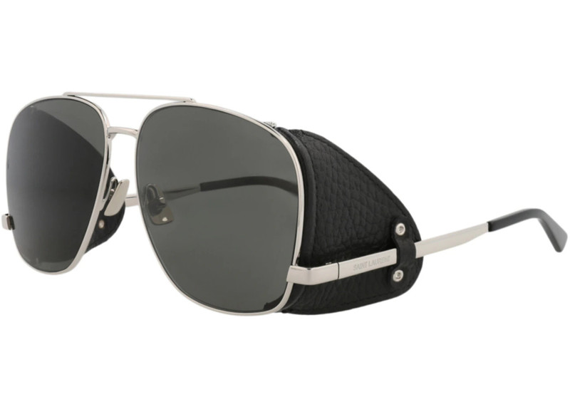 SAINT LAURENT Saint Laurent Aviator-Frame Metal Sunglasses Silver Silver Grey (SL653LEONL-30015641-001) outlook