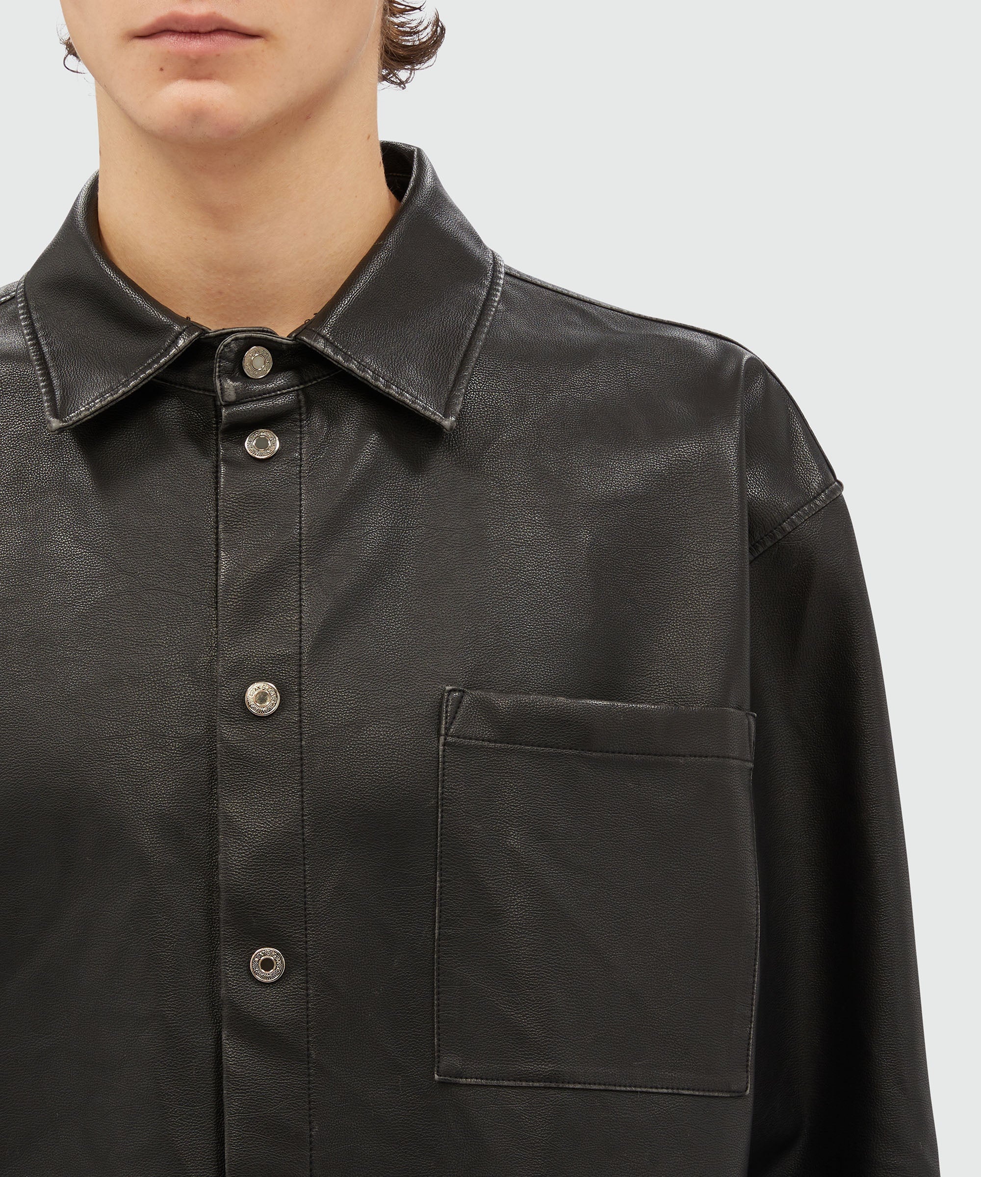 Black eco-leather shirt - 5