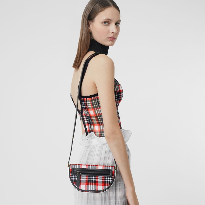 Mini Knitted Tartan and Leather Olympia Bag 7