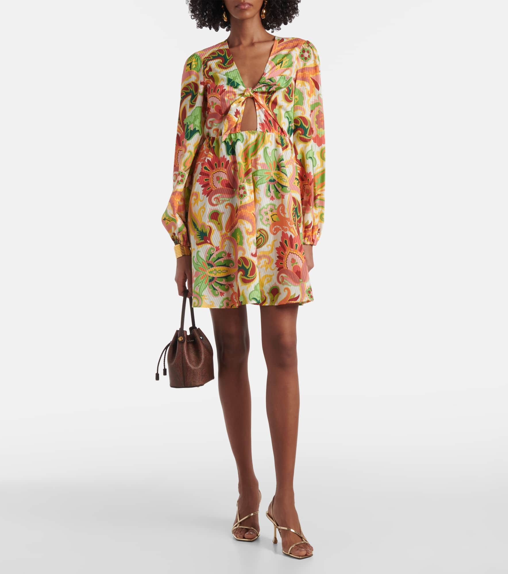 Floral cotton and silk minidress - 2