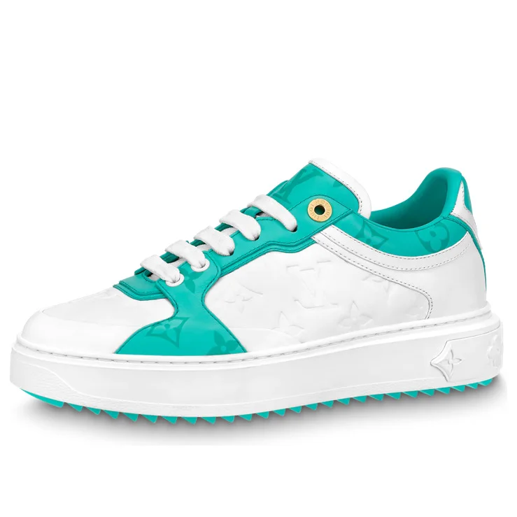 (WMNS) LOUIS VUITTON Time Out Sneakers 'White and Teal Monogram' 1AB349 - 1