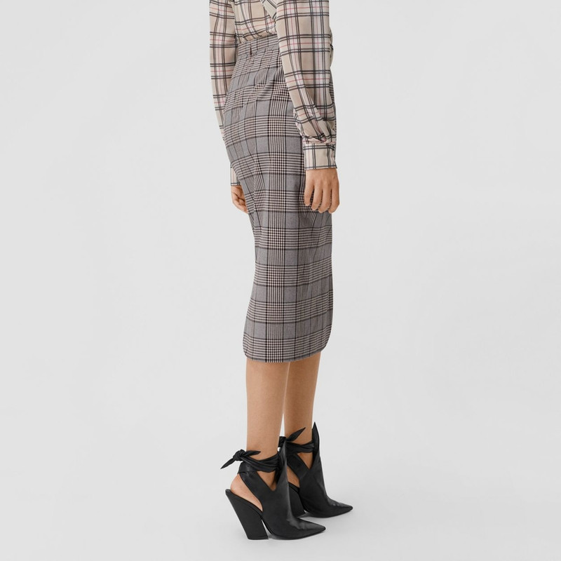 Check Wool Pencil Skirt 3