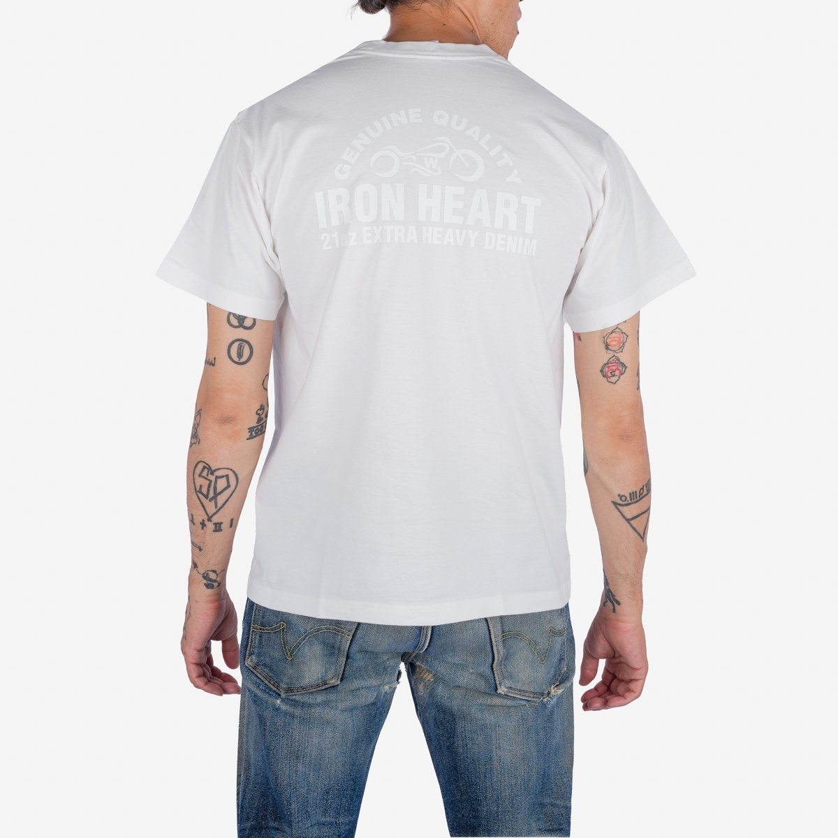 IHT-2401-WHT 7.5oz Printed Loopwheel Crew Neck T-Shirt - White - 3