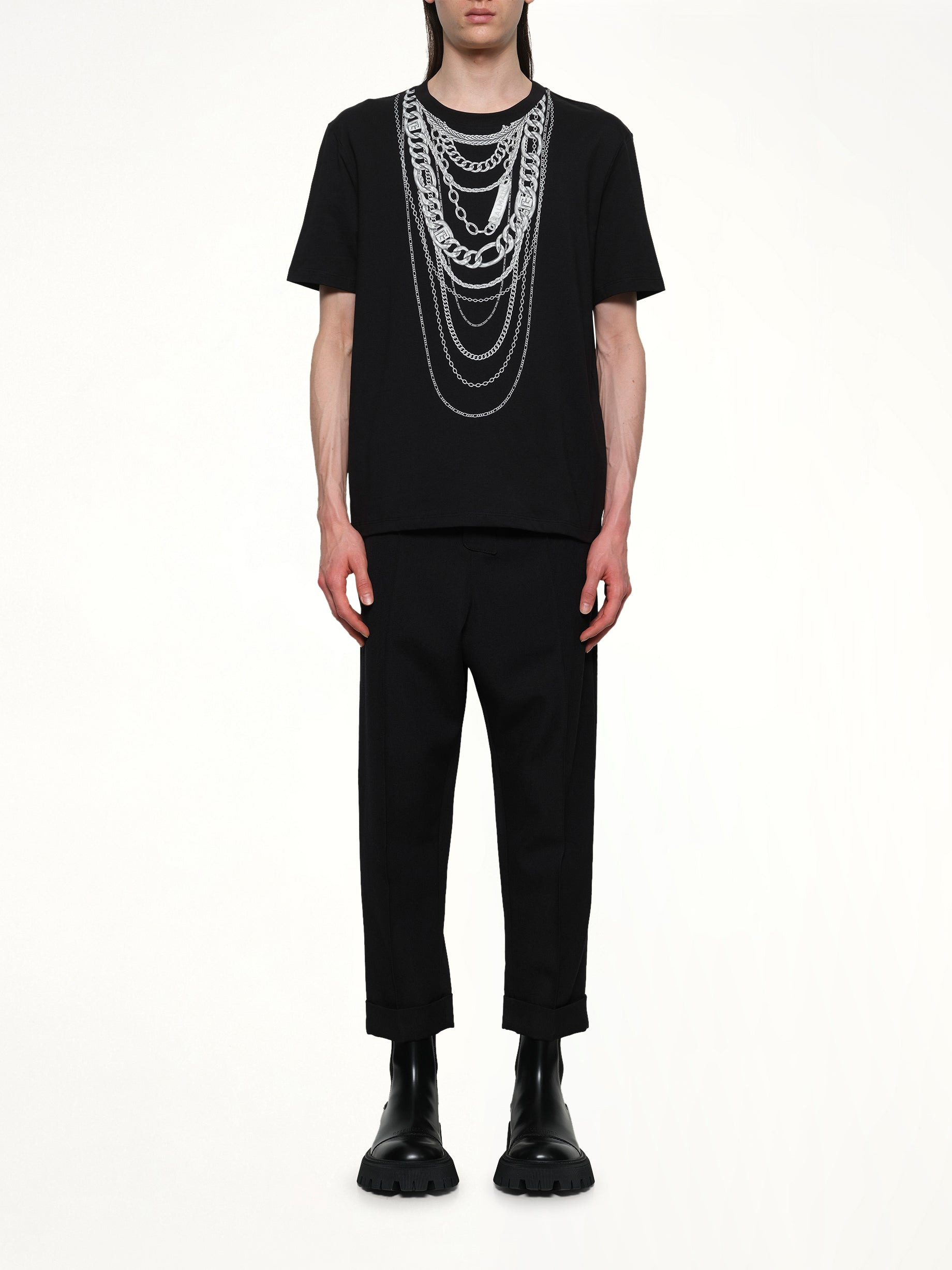 Chain Trompe L'Oeil T-Shirt in Black/White - 7