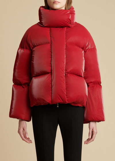 KHAITE The Raphael Puffer Jacket in Red Liquid Nylon outlook