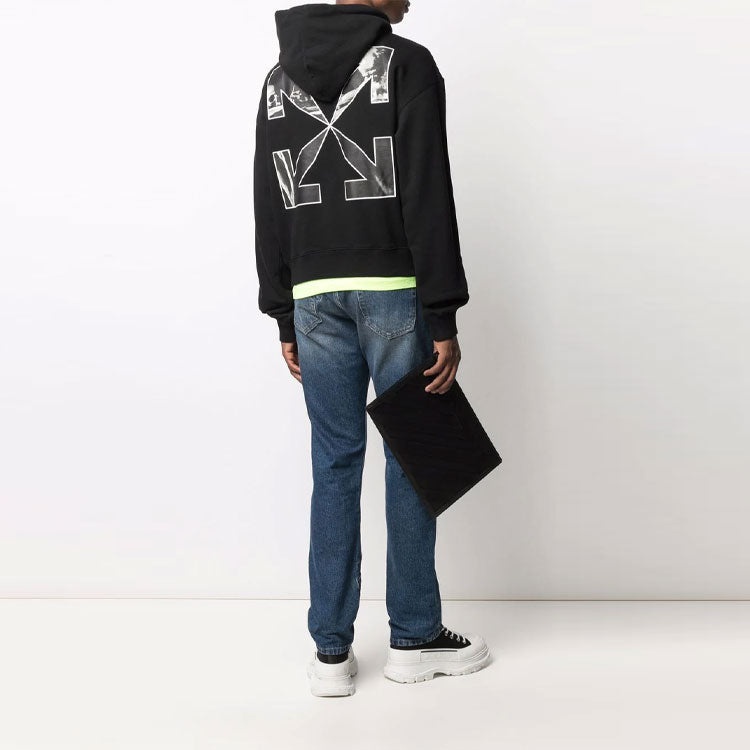 Off-White Caravaggio Arrow Over Hoodie 'Black/White' OMBB037F21FLE0101001 - 7