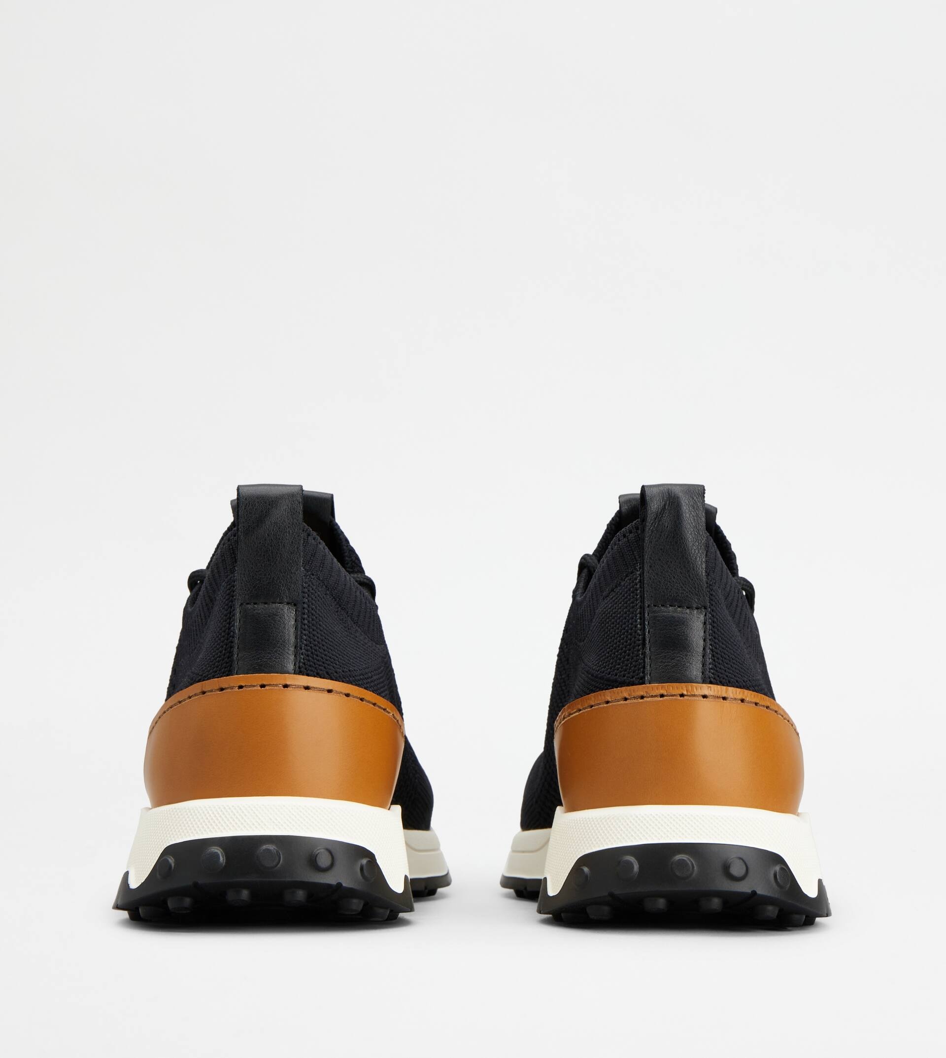 SOCK SNEAKERS IN TECHNICAL FABRIC AND LEATHER - BROWN, BLACK - 3