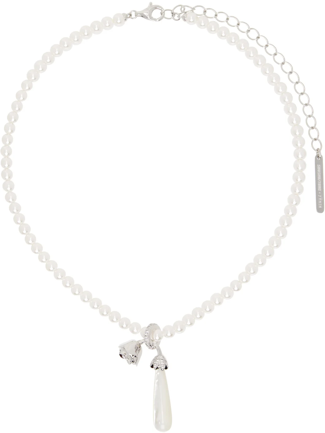 YVMIN Edition Faux-Pearl Drop Sleeping Rose Necklace - 1