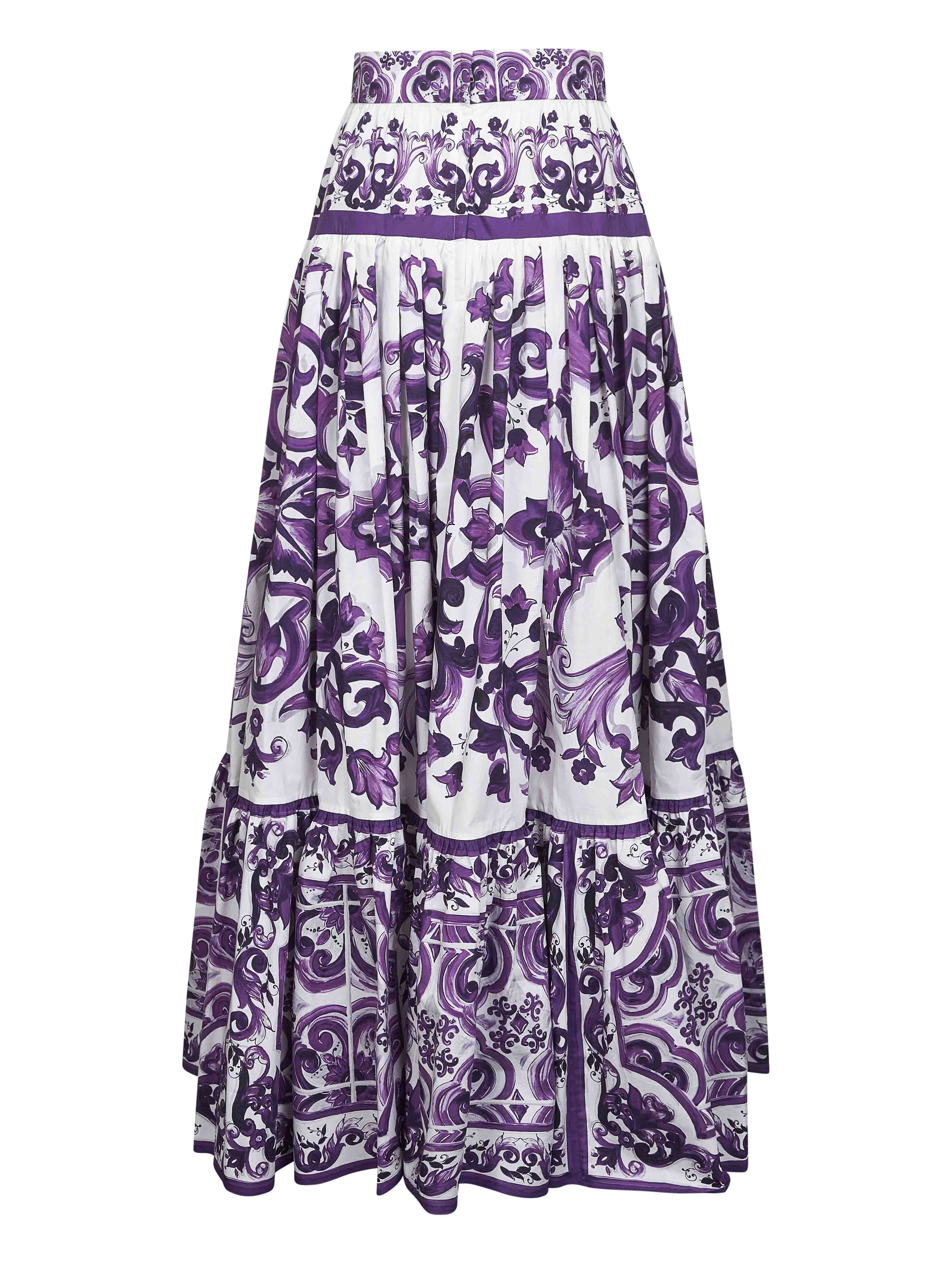 Maiolica print poplin long skirt - 2