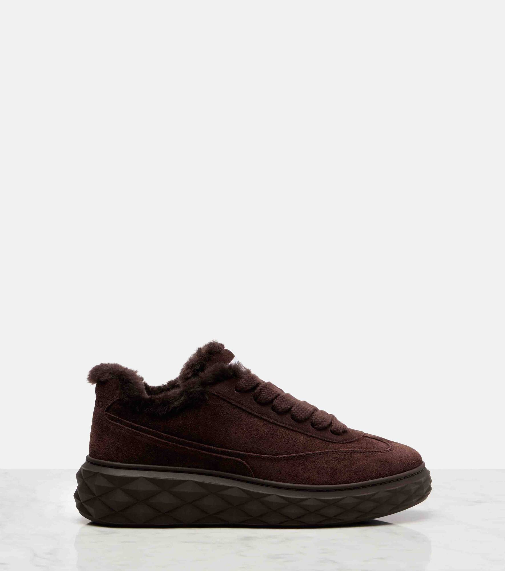 Diamond Maxi shearling-trimmed suede sneakers - 4