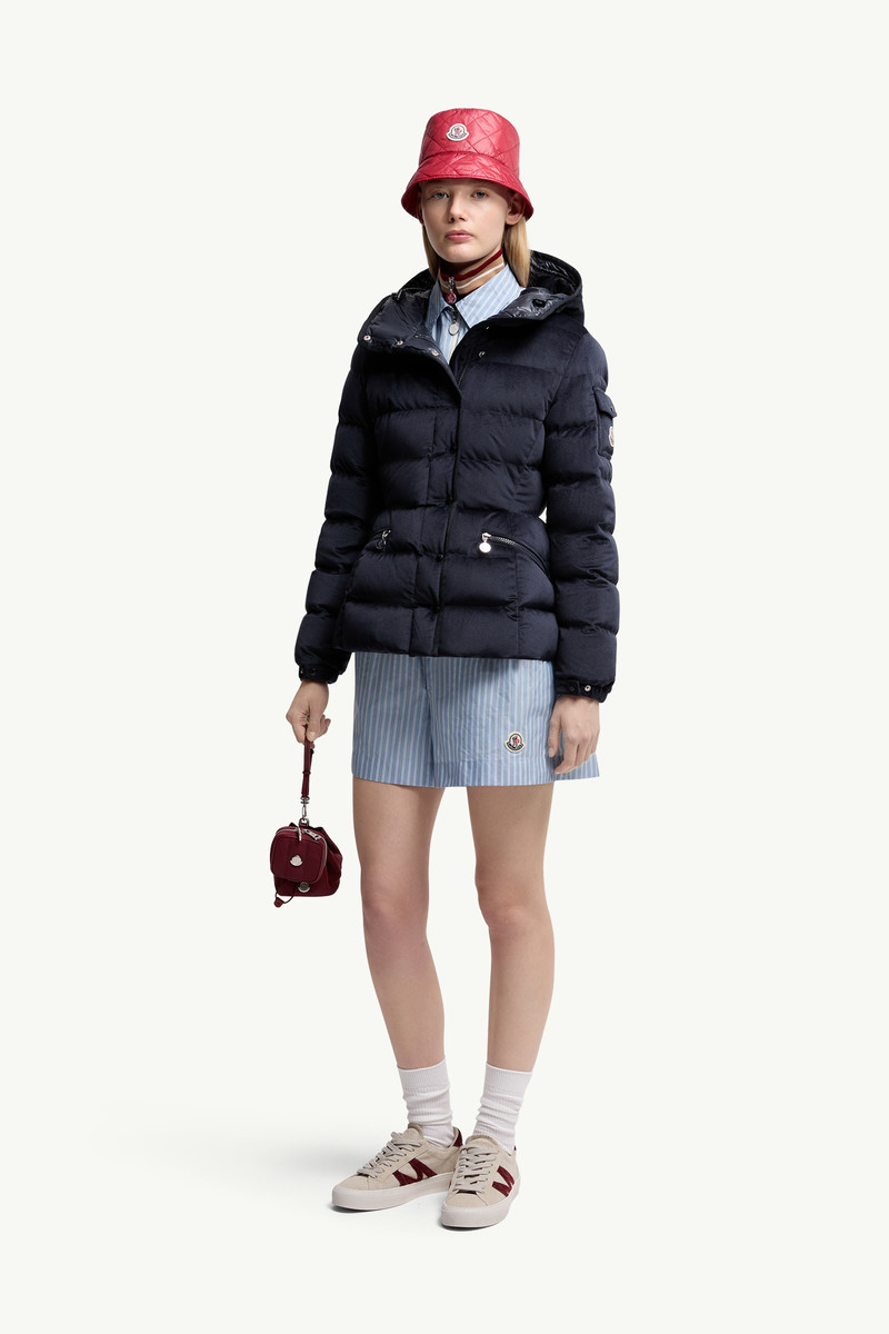 Moncler Barante Hooded Velour Short Down Jacket outlook