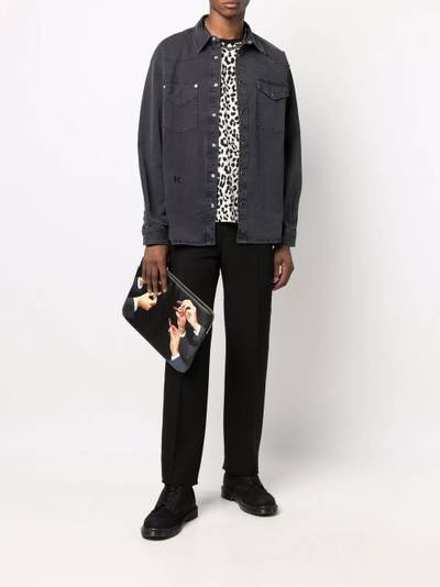 KENZO embroidered-monogram denim shirt outlook