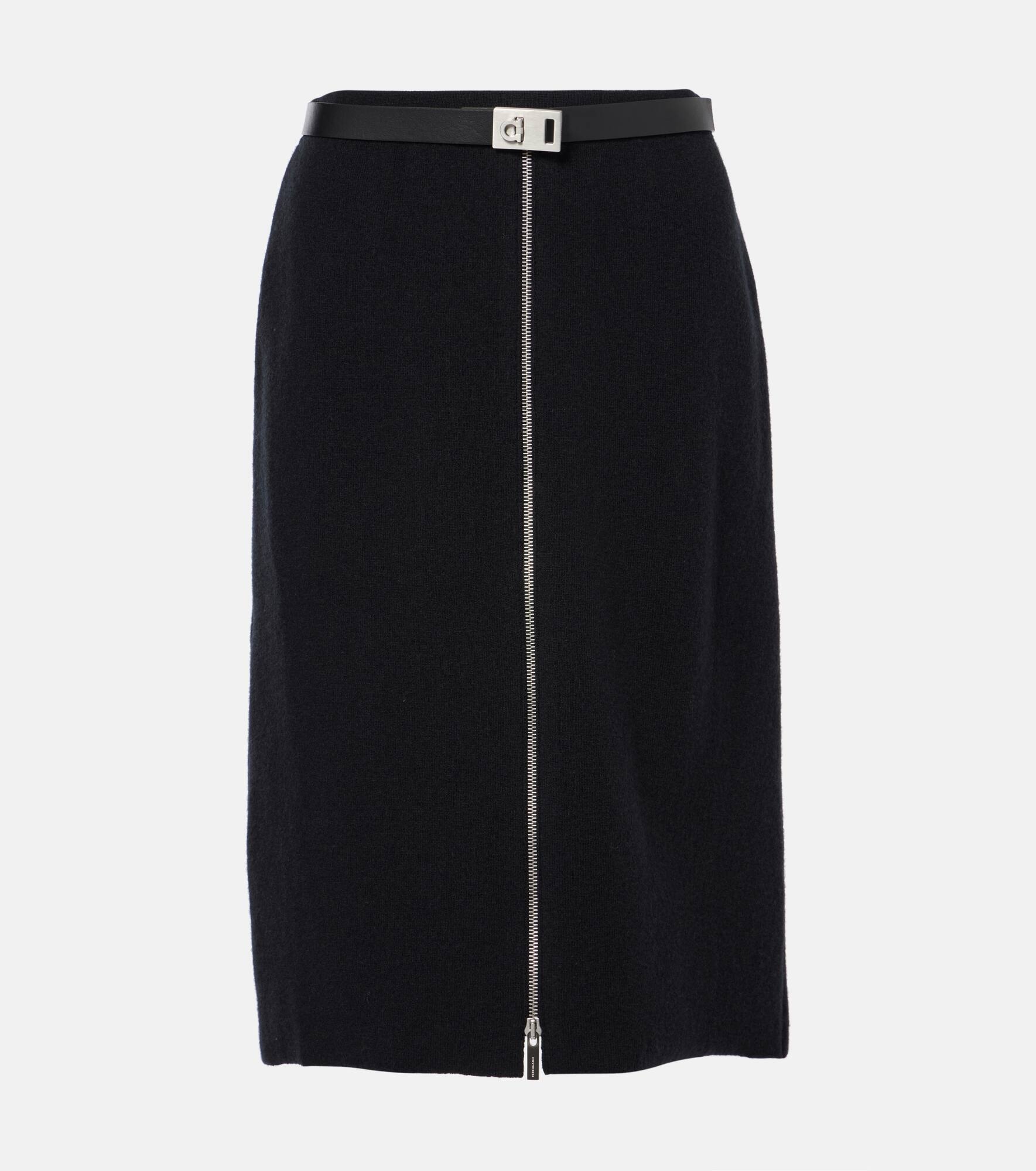 Zip-up belted pencil skirt - 1