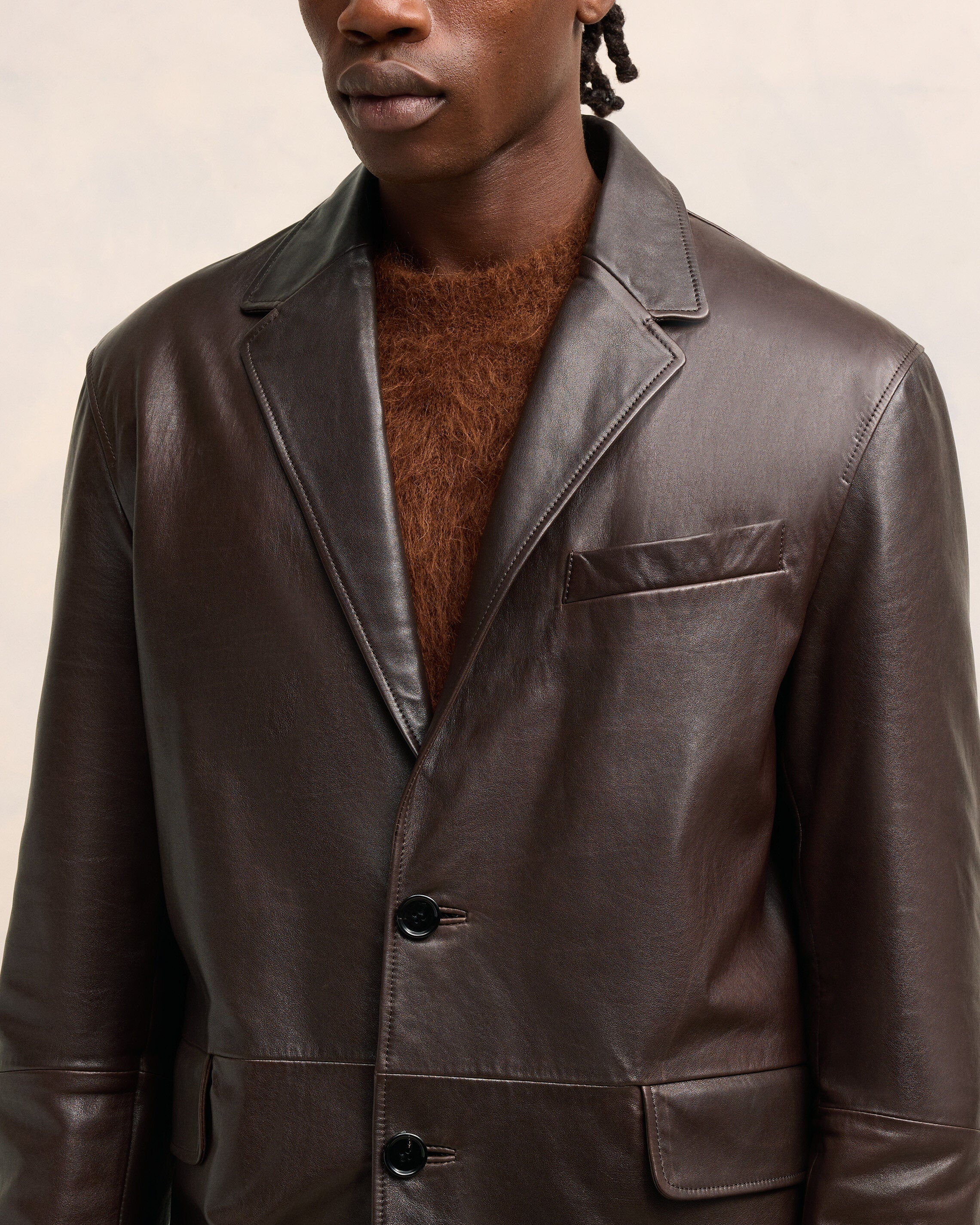 LEATHER TWO BUTTONS JACKET - 4