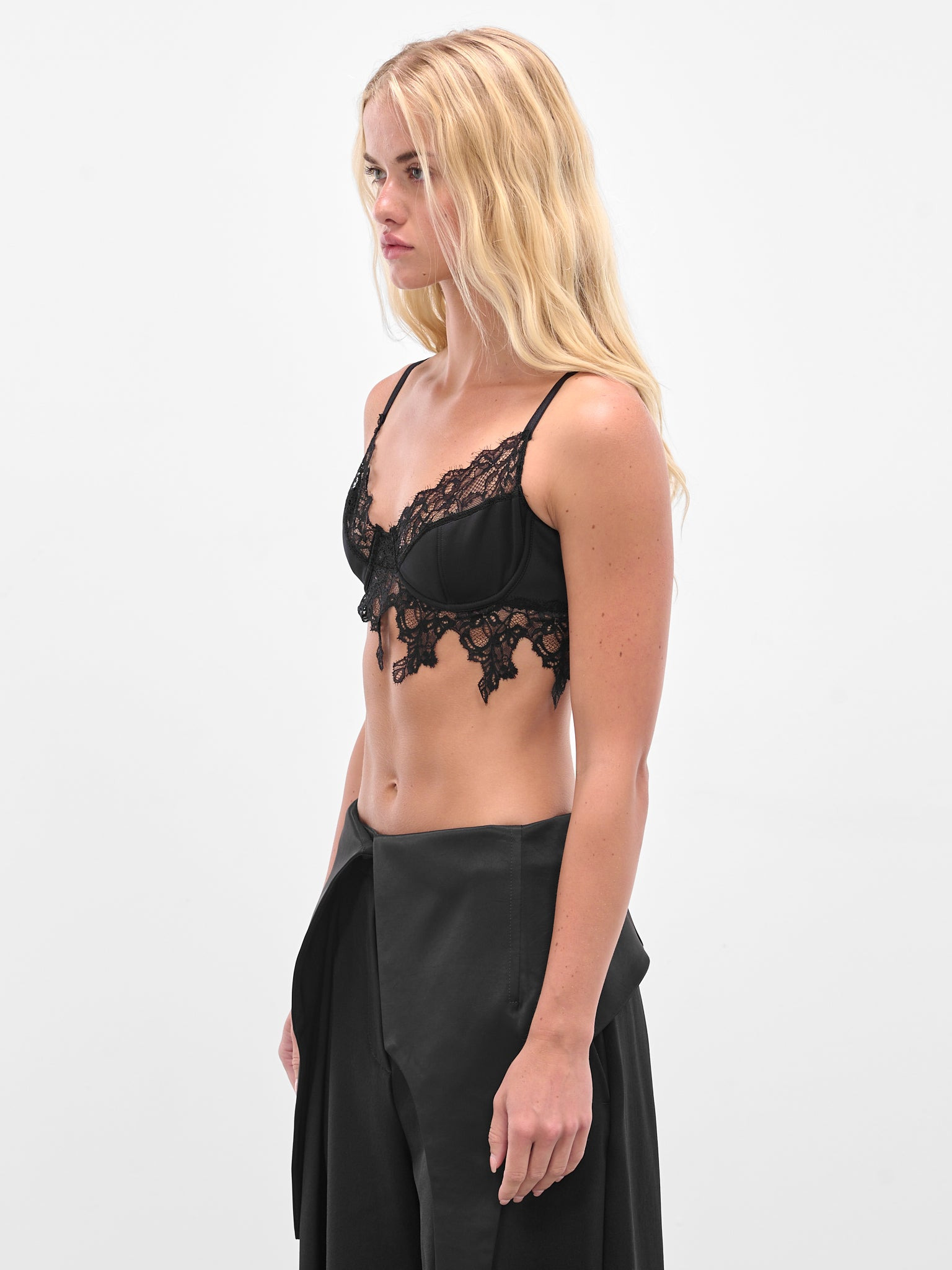 Black Scalloped Lace Neoprene Top - 2