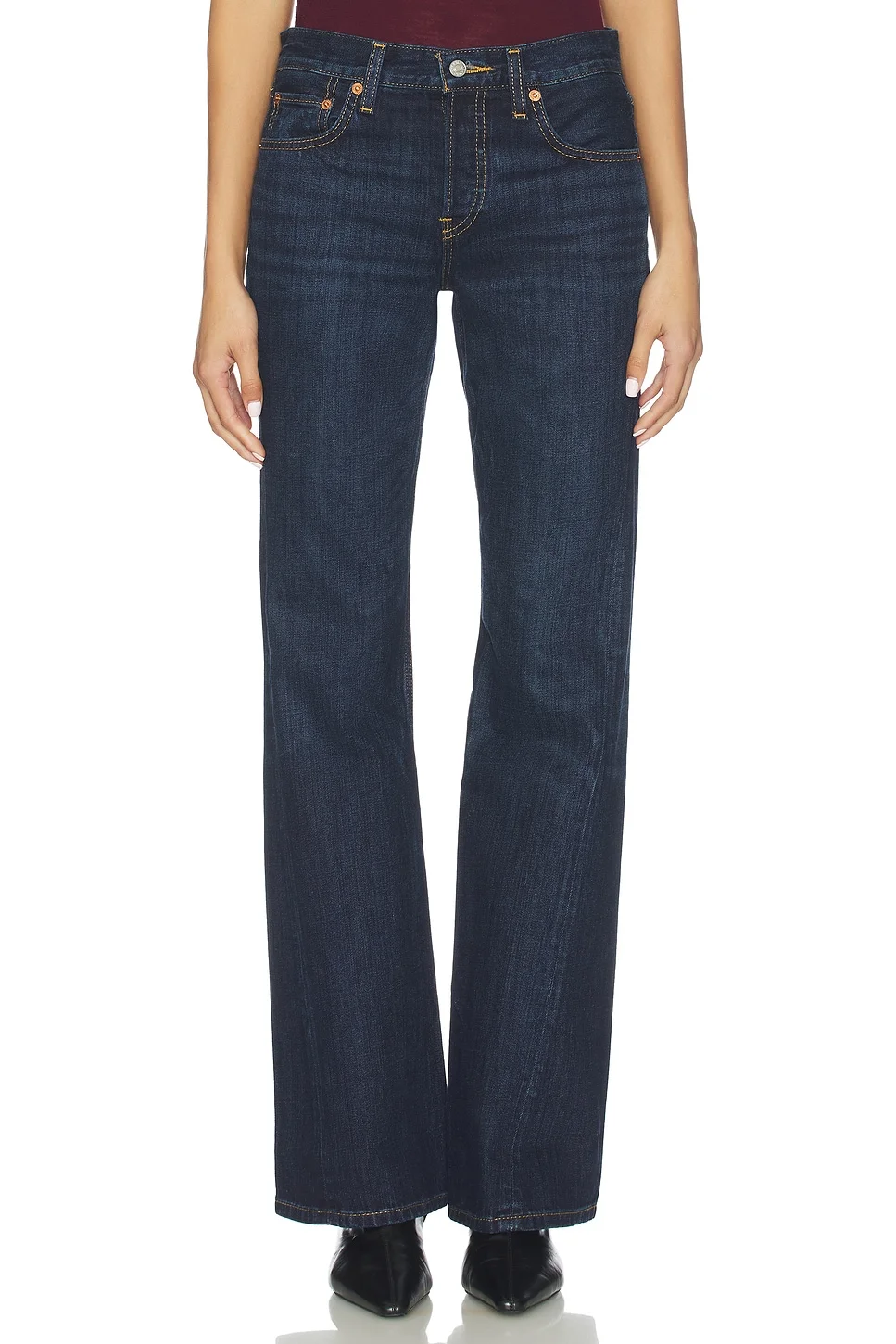 Twisted Mid Rise Bootcut Jeans - 1