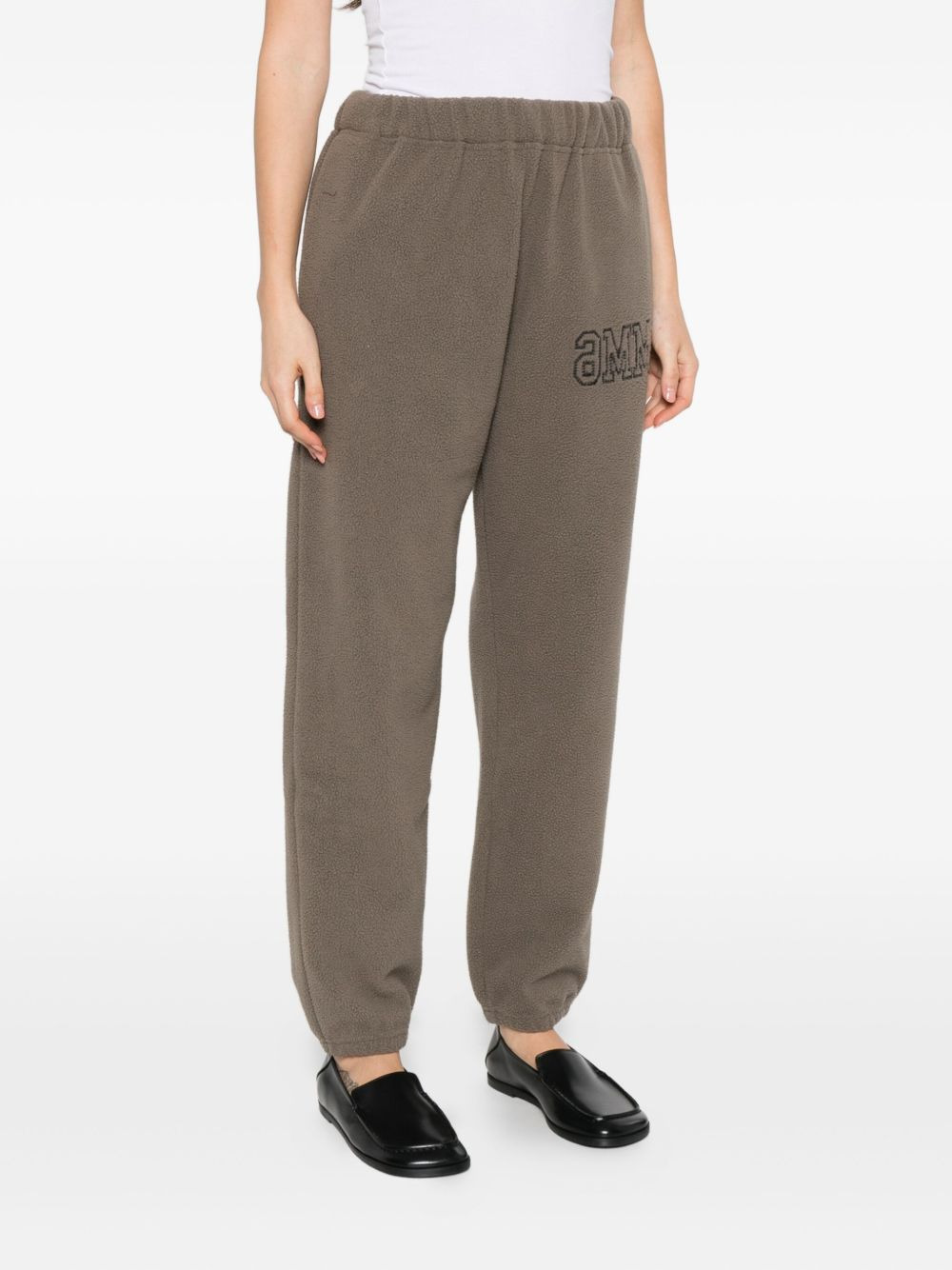 logo-embroidered fleece track pants - 3