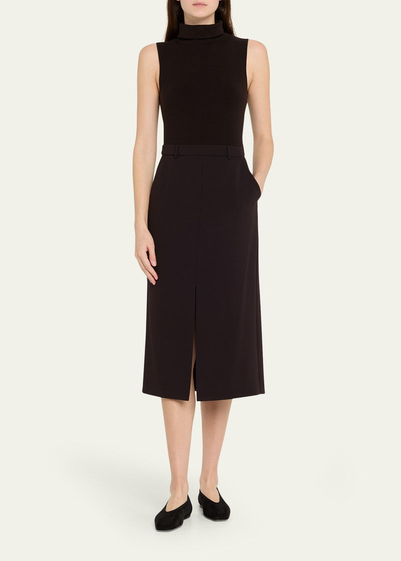 Theory Funnel-Neck Admiral Crepe Sleeveless Midi Dress outlook