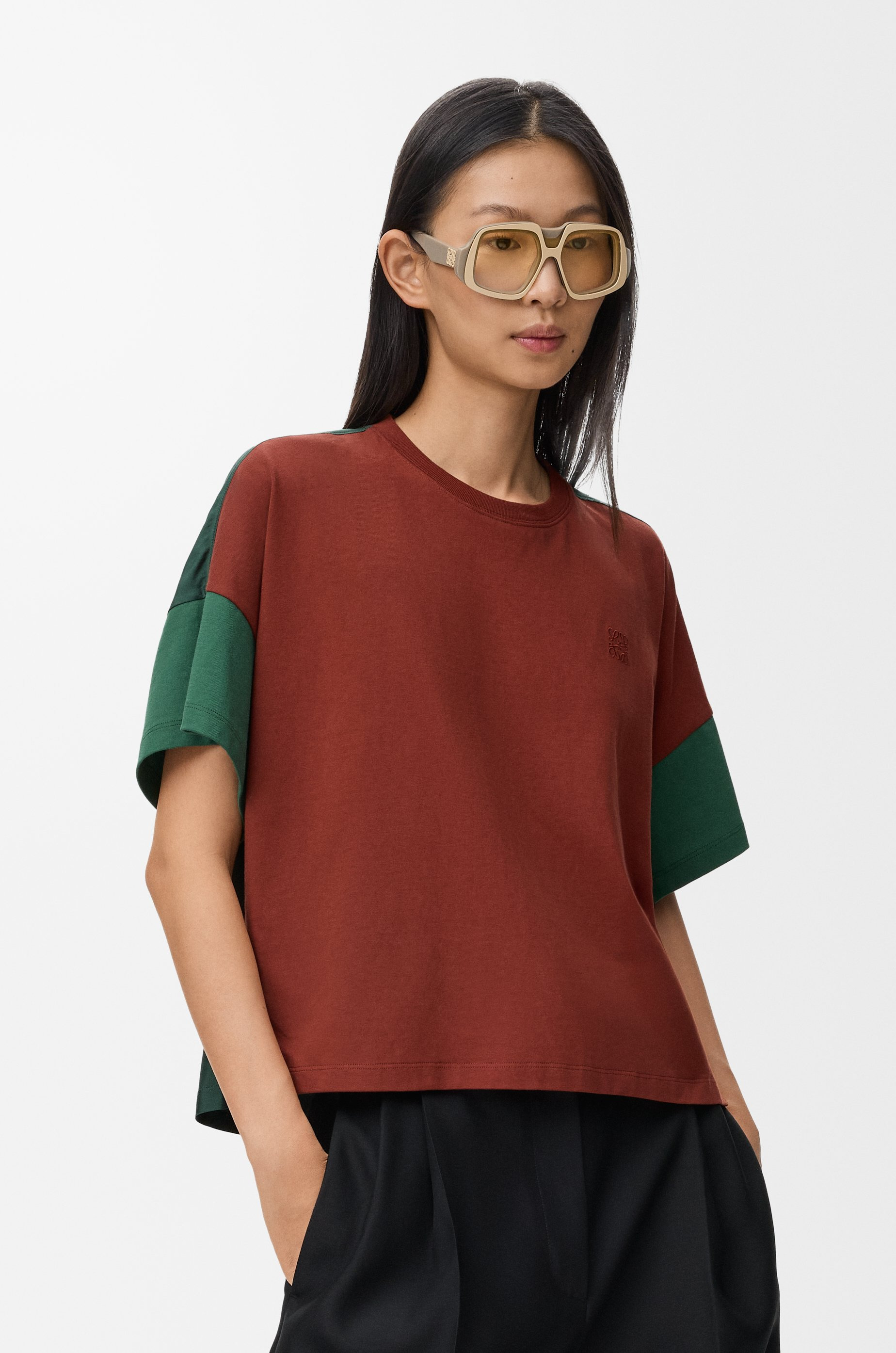 Boxy fit T-shirt in cotton and silk - 3