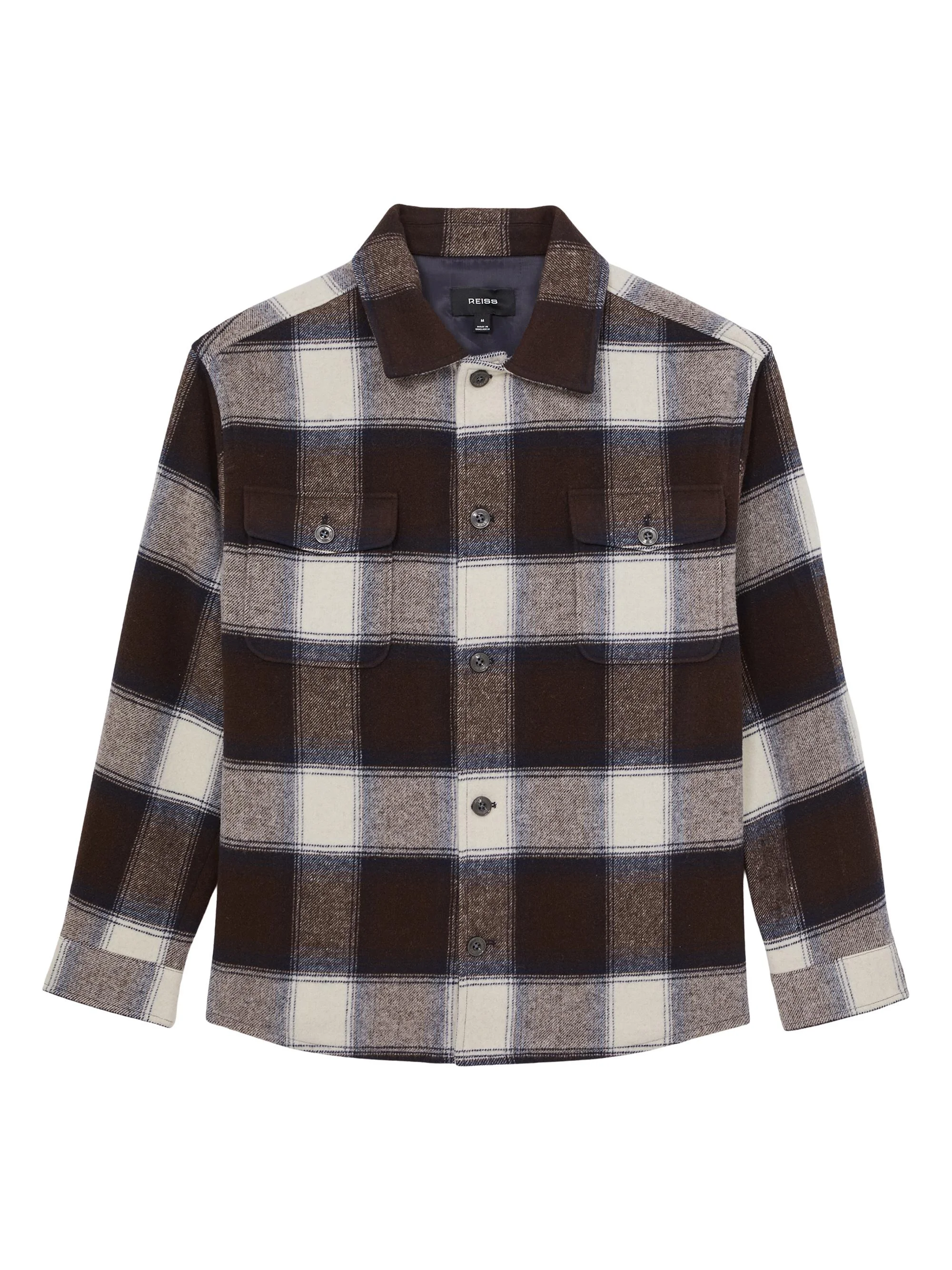 Men's McFadden Checked Wool-Blend Overshirt - Navy Multi - 1