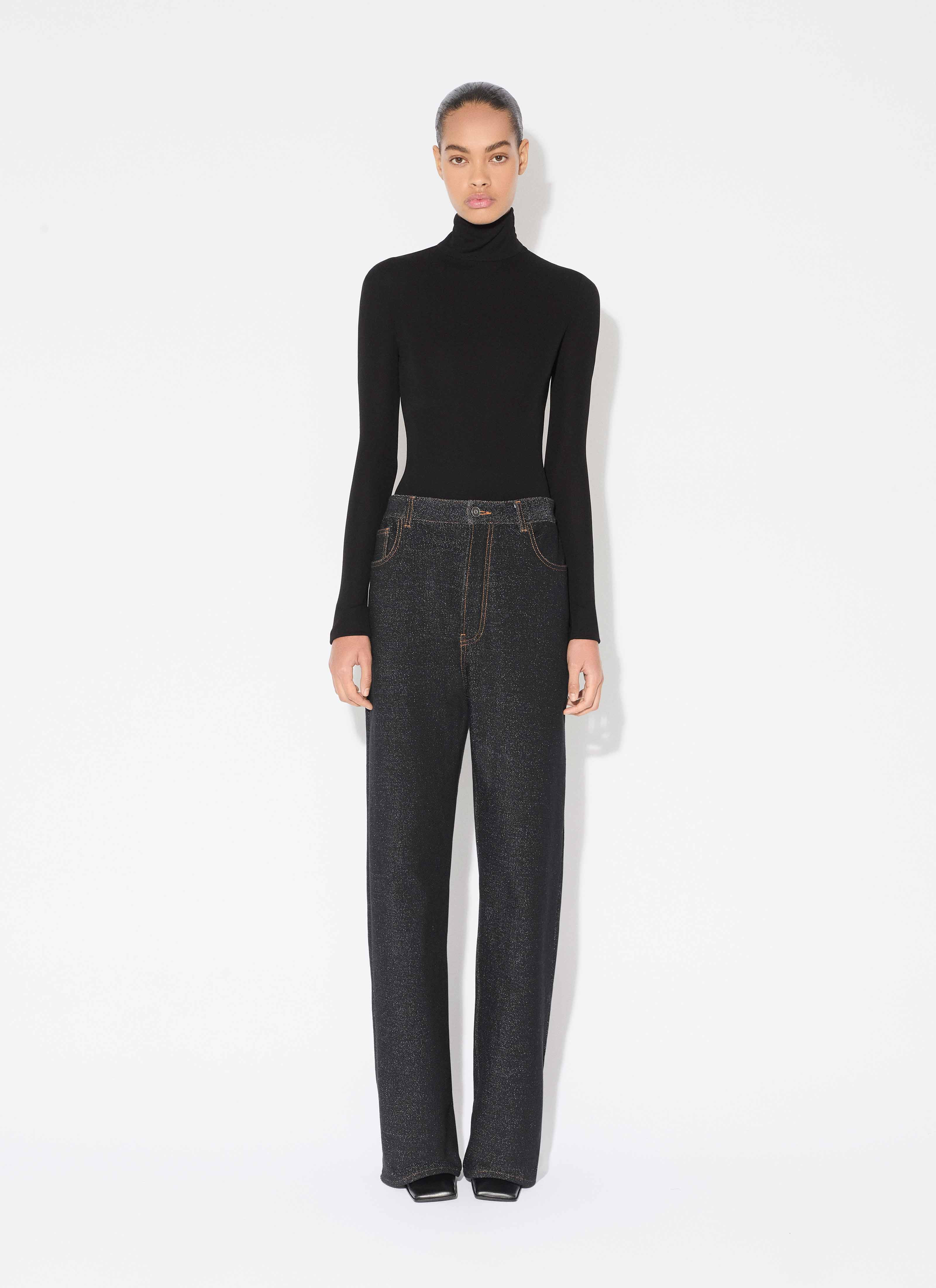 DENIM KNIT LOOSE PANTS - 2