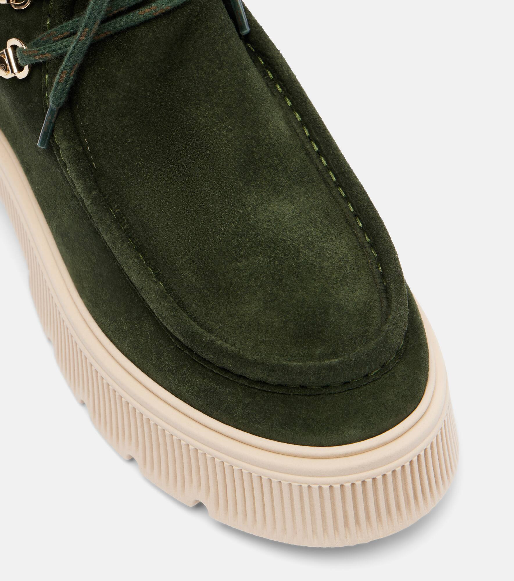 Turin shearling-trimmed suede lace-up boots - 5