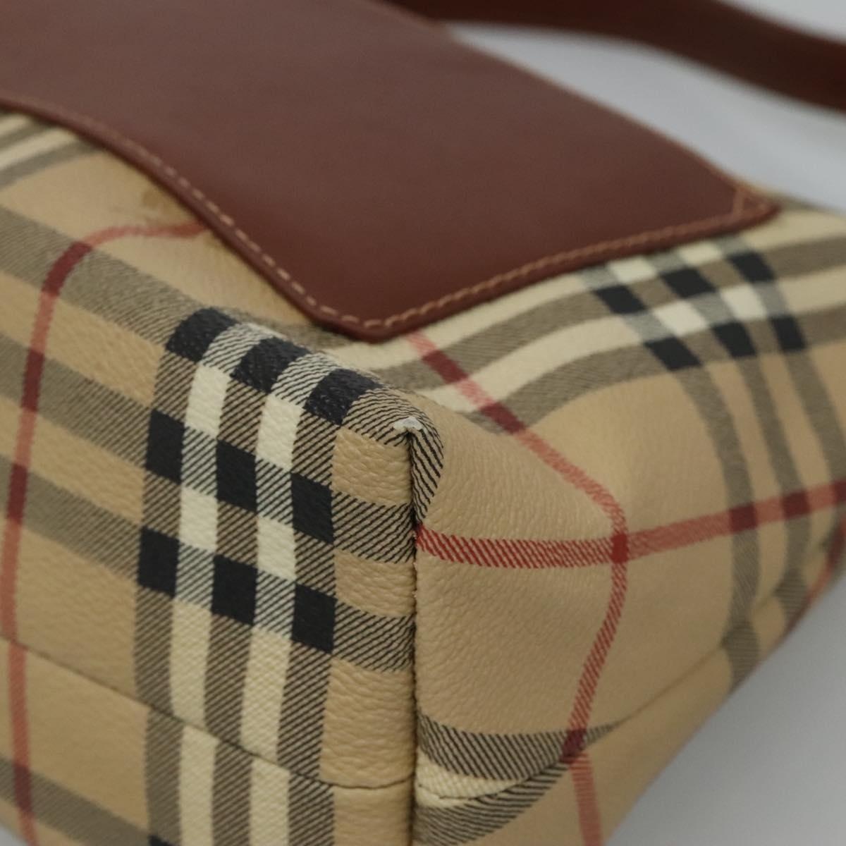 Burberry Nova Check Shoulder Bag Pvc Leather Beige Brown - 10