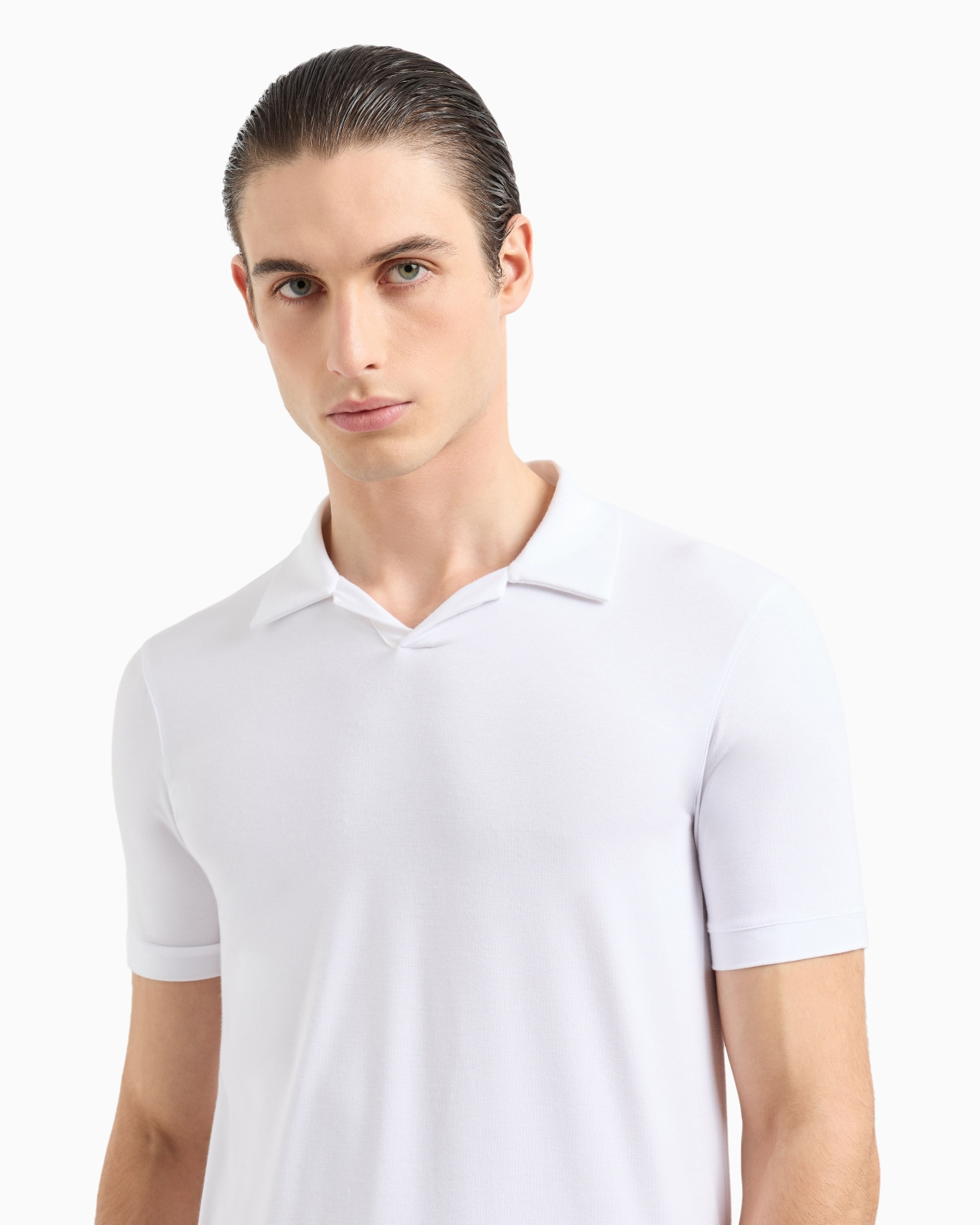 Stretch viscose jersey short-sleeved polo shirt - 5