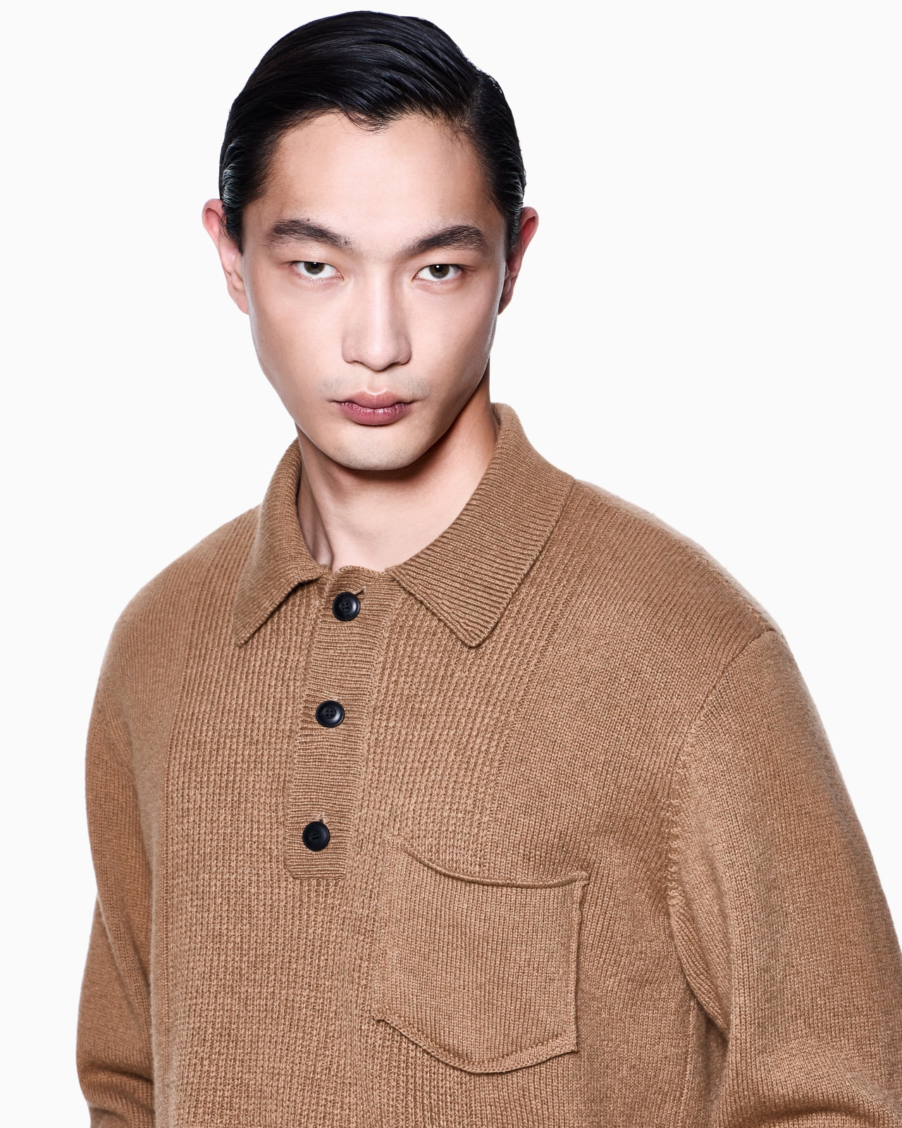 LONG-SLEEVED CASHMERE POLO SHIRT - 5