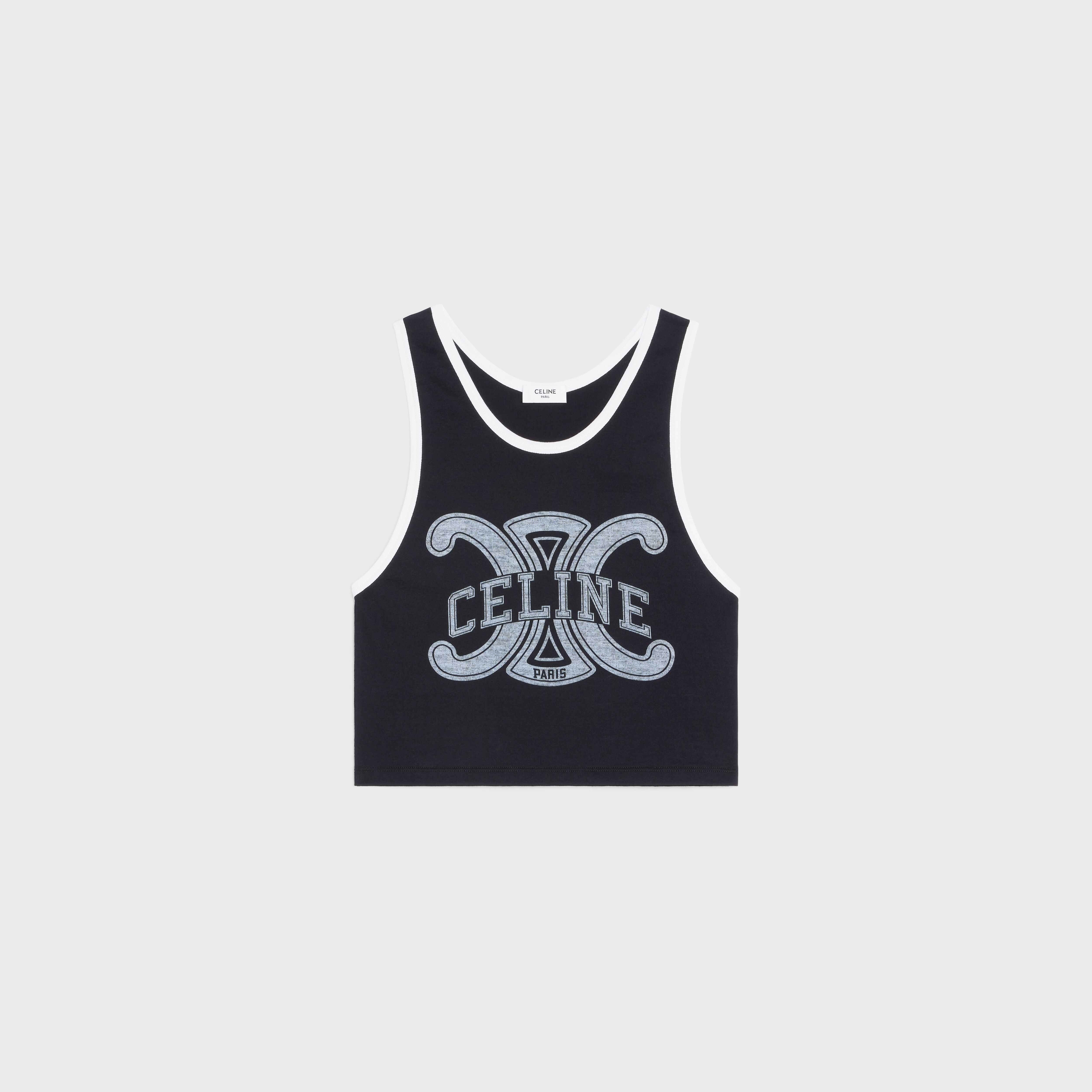 CELINE｜SLEEVELESS (CELINE PARIS TANK TOP IN COTTON JERS CELINE PARIS TANK TOP IN COTTON JERSEY - NAVY/OFF WHITE | CELINE